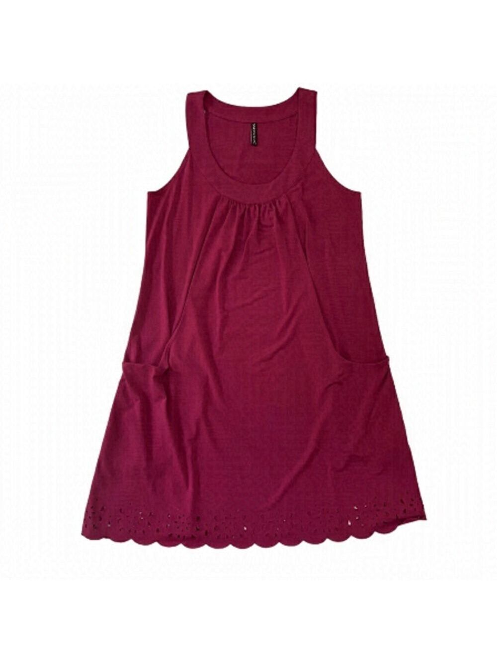SIMON Chang dress fushia pink sleeveless feminine pockets size medium